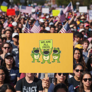 We Are All Frog Protest Sign Frogs Protest Together Strong TS02 Horizontal 18" × 24" Yellow Print Your Wear