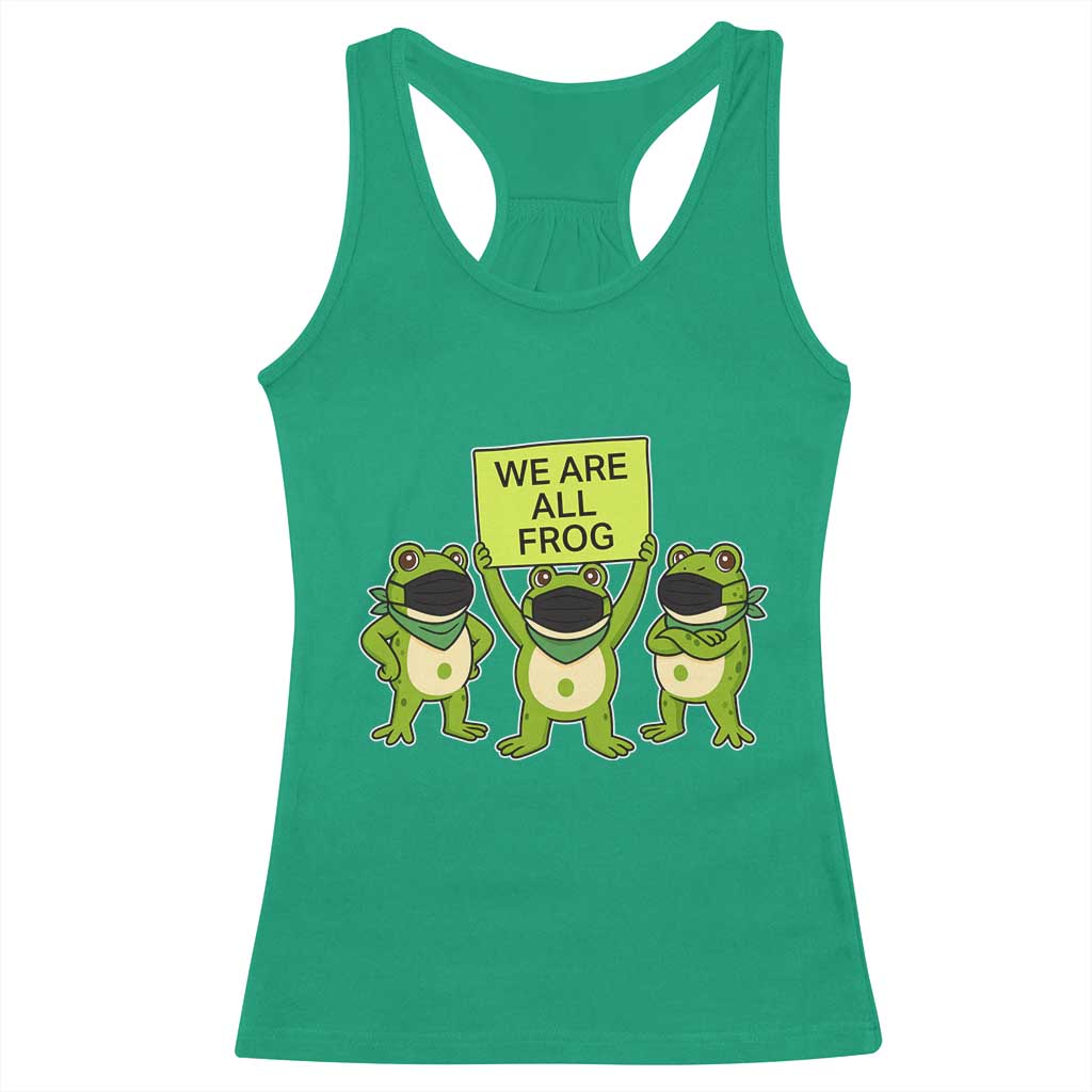 We Are All Frog Racerback Tank Top Frogs Protest Together Strong TS02 Irish Green Print Your Wear