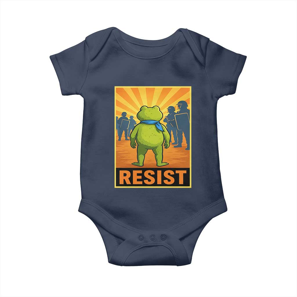 Resist Frog Graphic Baby Onesie Protest Stand Against Fascism TS02 Navy Print Your Wear