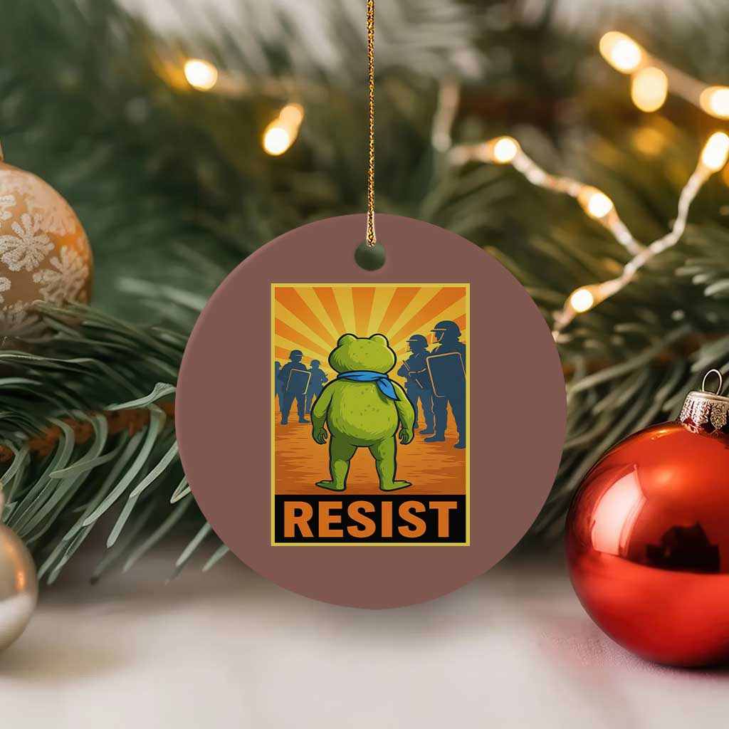 Resist Frog Graphic Ceramic Ornament Protest Stand Against Fascism TS02 1pc Mocha Print Your Wear