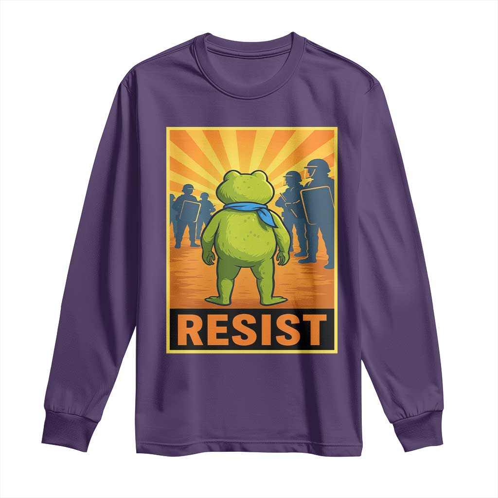 Resist Frog Graphic Long Sleeve Shirt Protest Stand Against Fascism TS02 Purple Print Your Wear