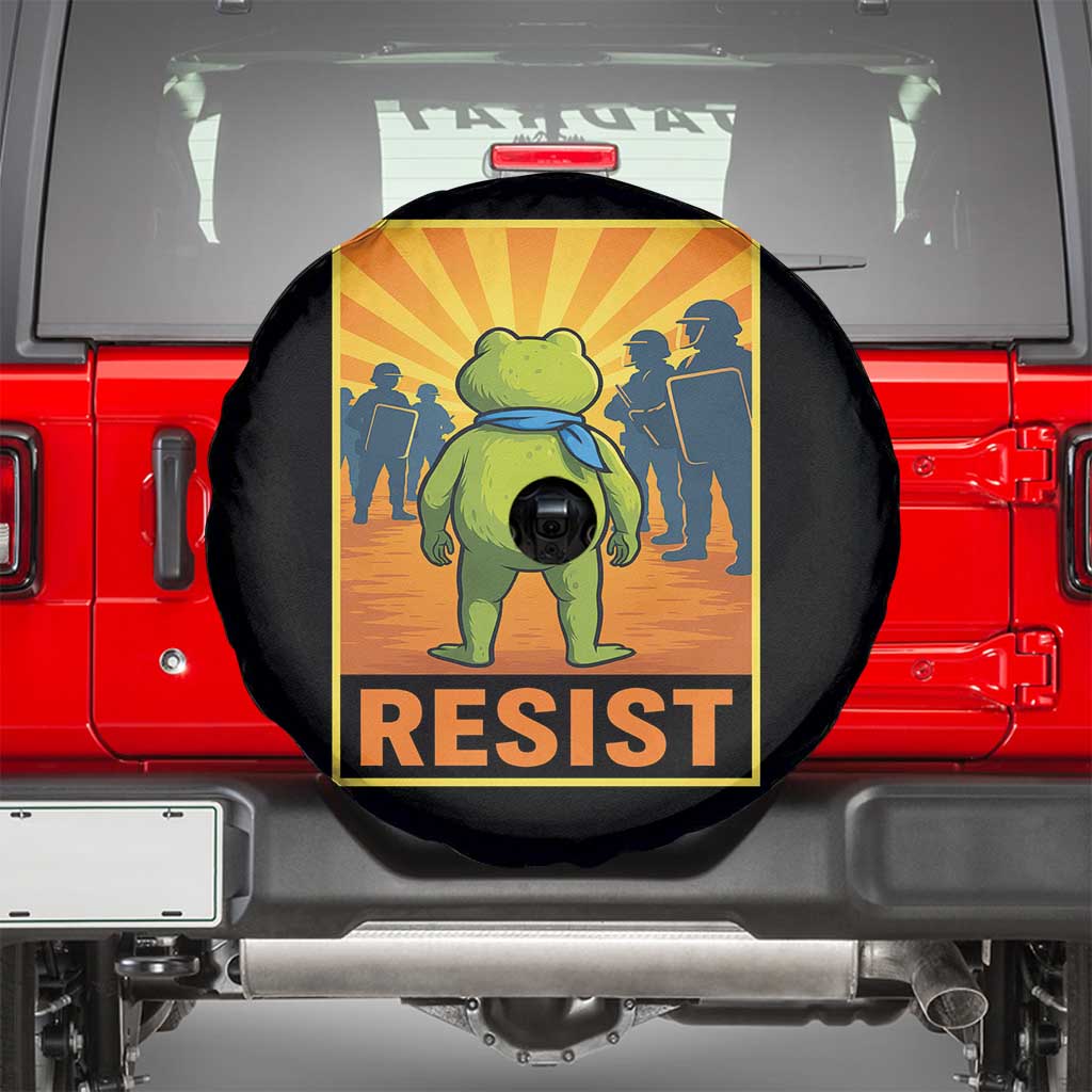 Resist Frog Graphic Spare Tire Cover Protest Stand Against Fascism TS02 Black Print Your Wear