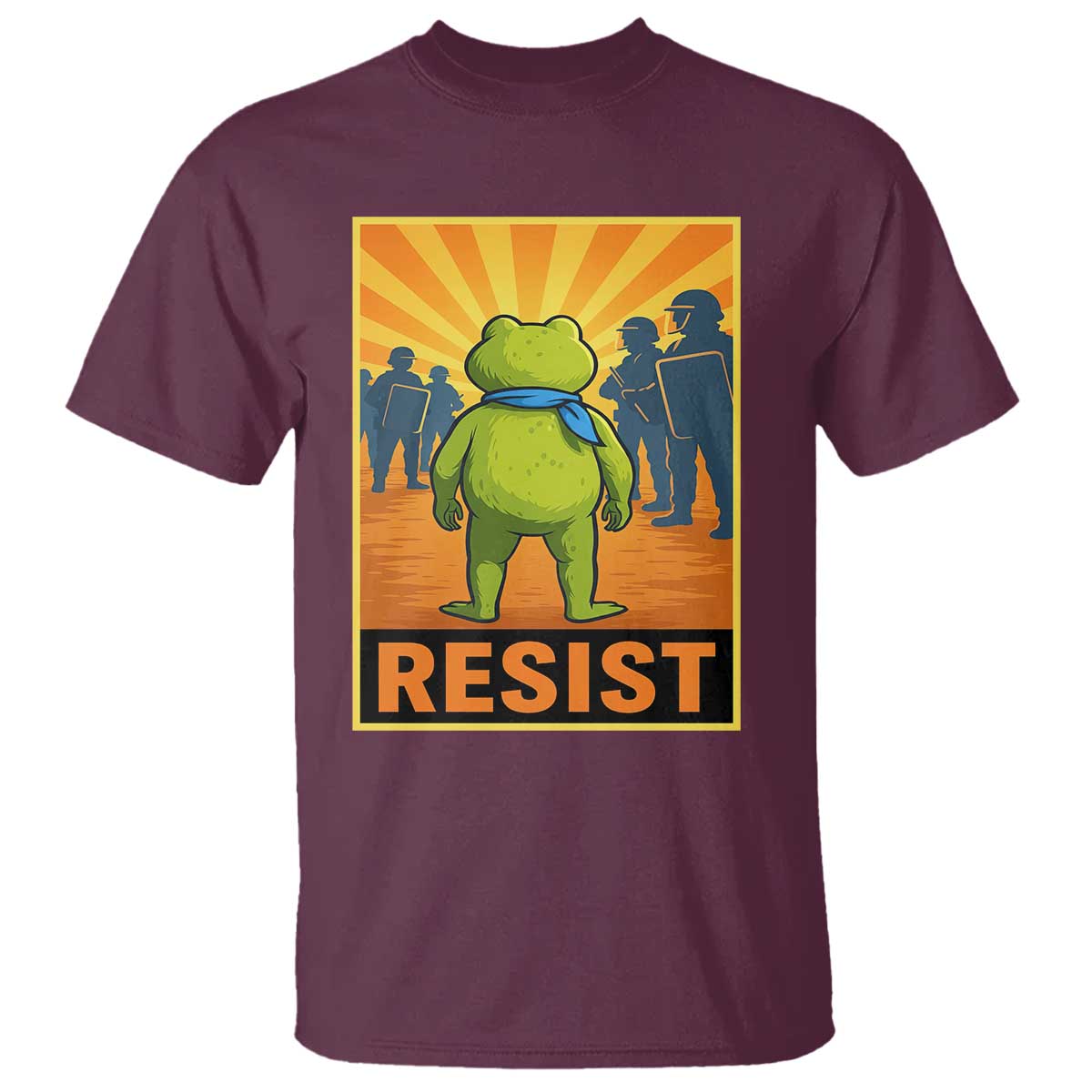 Resist Frog Graphic T Shirt Protest Stand Against Fascism TS02 Maroon Print Your Wear