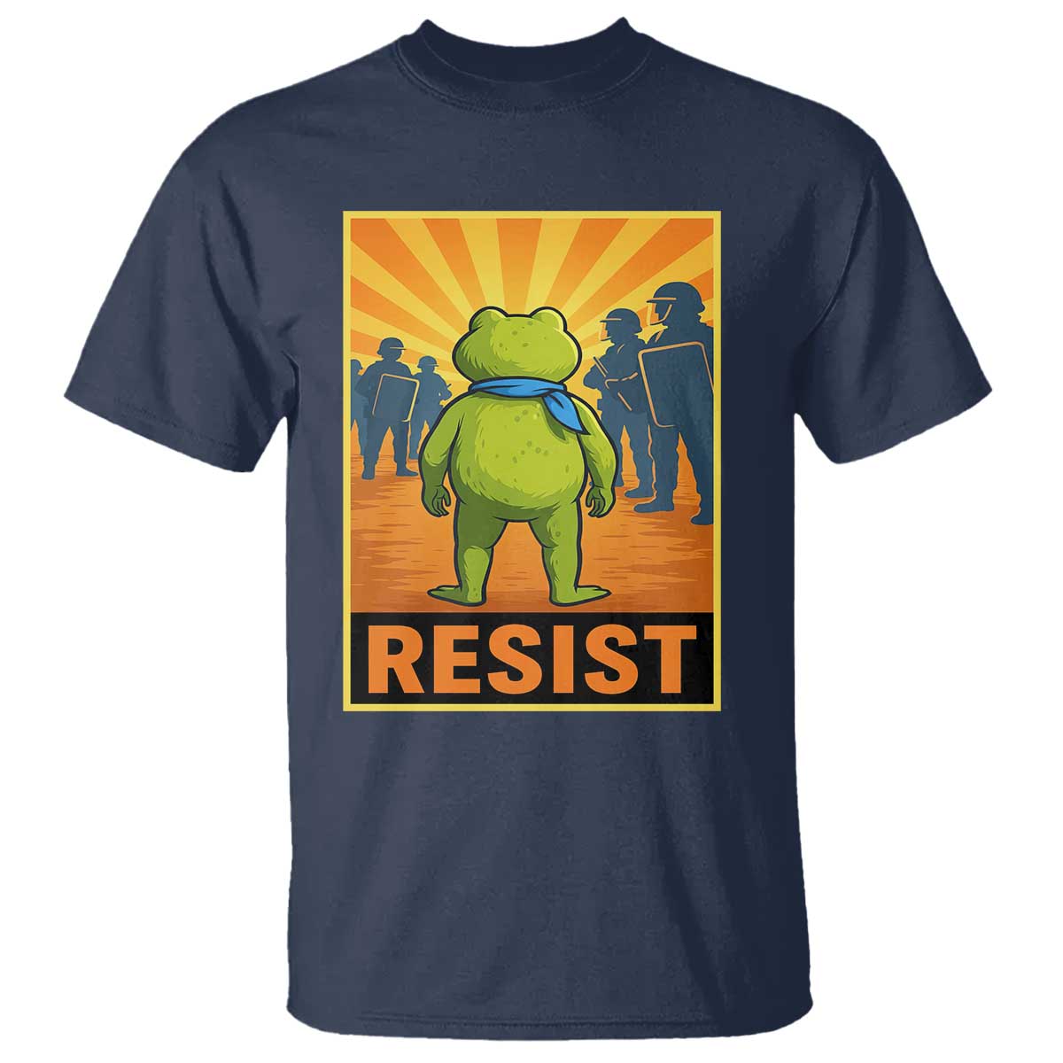 Resist Frog Graphic T Shirt Protest Stand Against Fascism TS02 Navy Print Your Wear