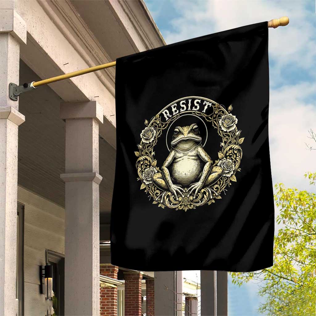 Zen Frog Resist Garden Flag Sacred Resistance Protest Ornate Style Graphic TS02 Print Your Wear
