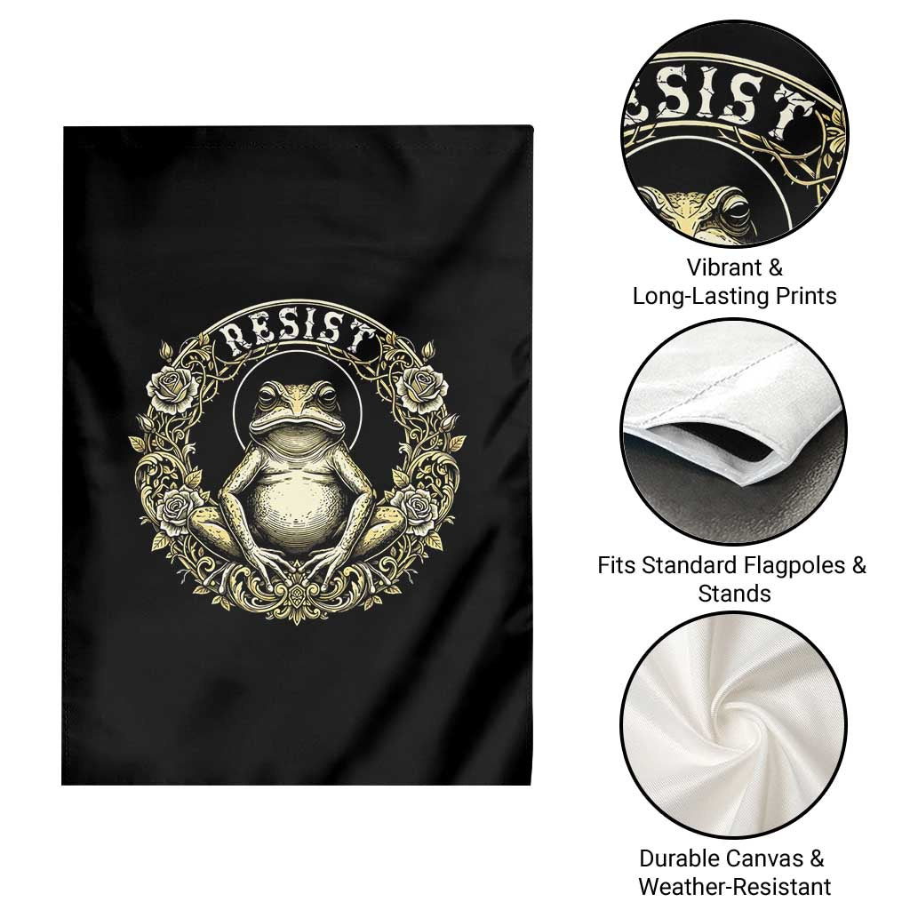 Zen Frog Resist Garden Flag Sacred Resistance Protest Ornate Style Graphic TS02 Print Your Wear