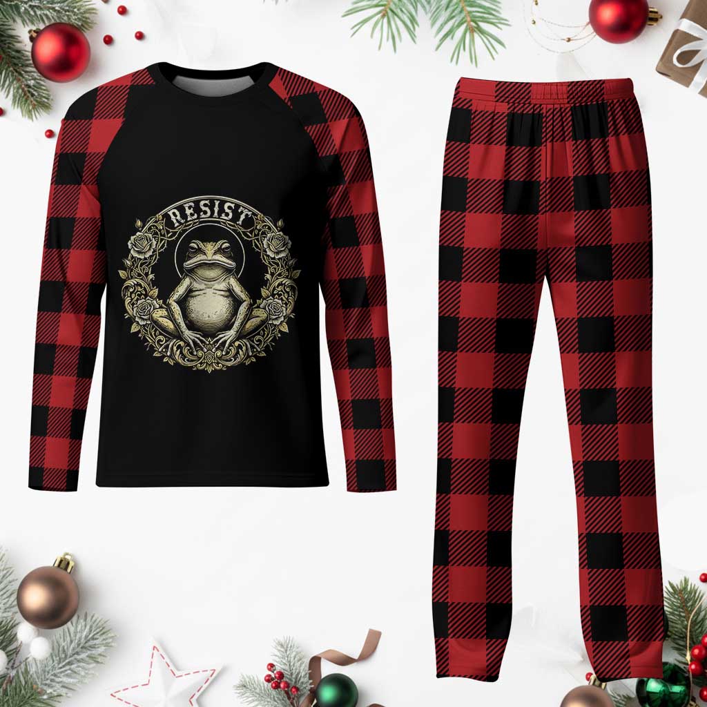 Zen Frog Resist Plaid Pajama Set Sacred Resistance Protest Ornate Style Graphic TS02 Buffalo Plaid Print Your Wear