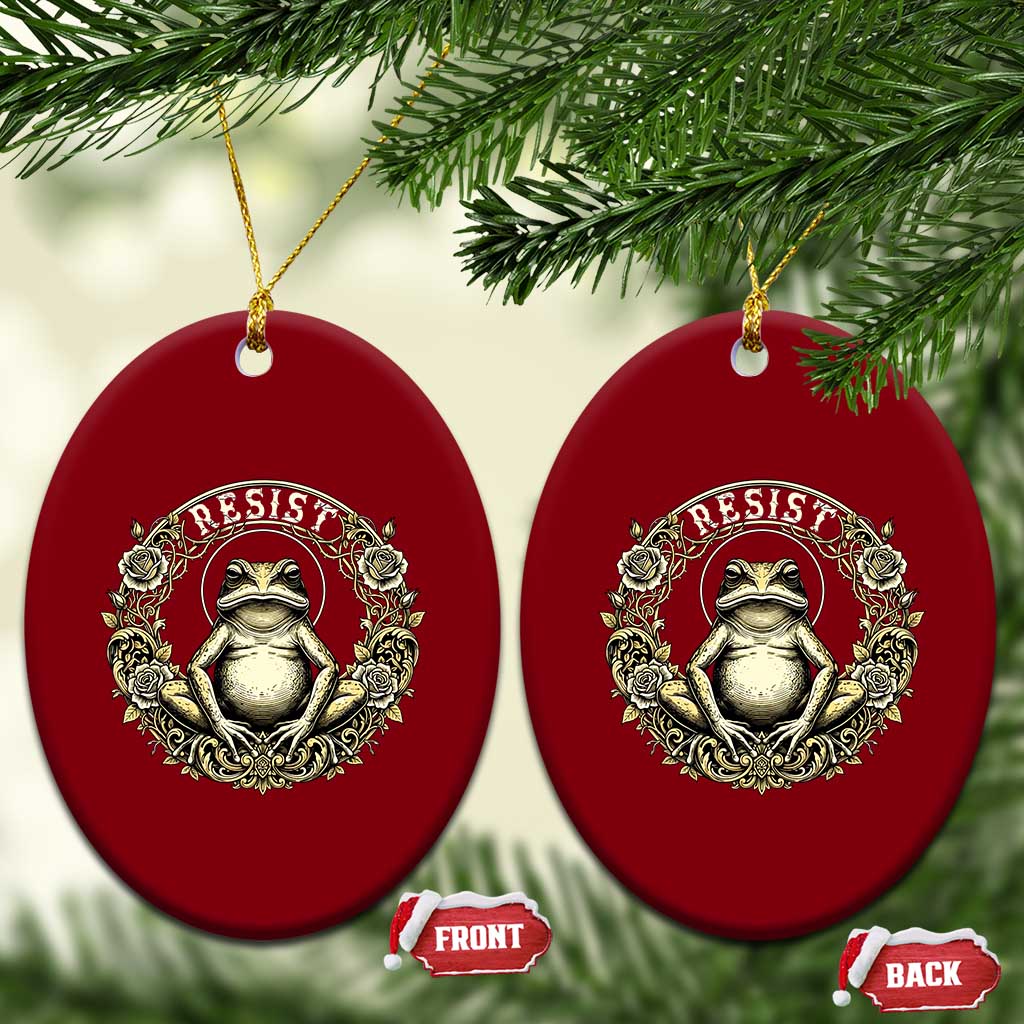 Zen Frog Resist Ceramic Ornament Sacred Resistance Protest Ornate Style Graphic TS02 Print Your Wear