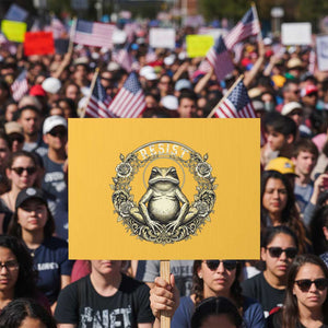 Zen Frog Resist Protest Sign Sacred Resistance Protest Ornate Style Graphic TS02 Horizontal 18" × 24" Yellow Print Your Wear