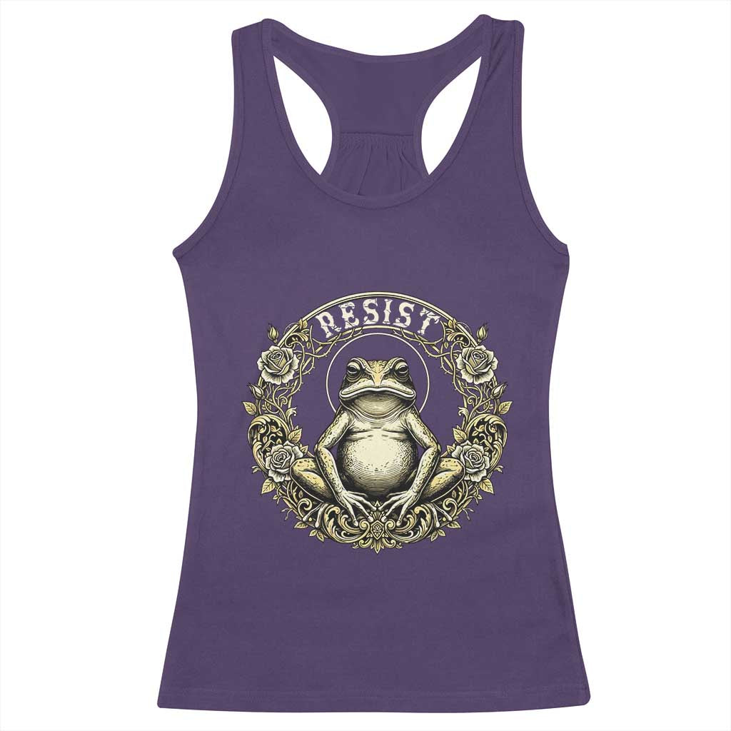 Zen Frog Resist Racerback Tank Top Sacred Resistance Protest Ornate Style Graphic TS02 Purple Print Your Wear