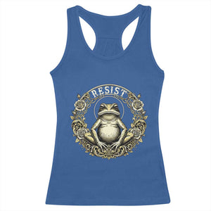 Zen Frog Resist Racerback Tank Top Sacred Resistance Protest Ornate Style Graphic TS02 Royal Blue Print Your Wear