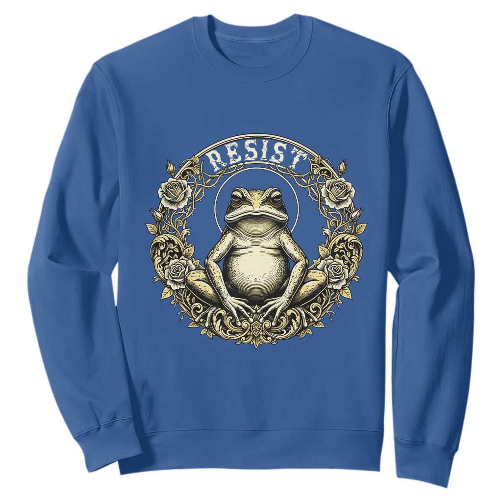Zen Frog Resist Sweatshirt Sacred Resistance Protest Ornate Style Graphic TS02 Royal Blue Print Your Wear