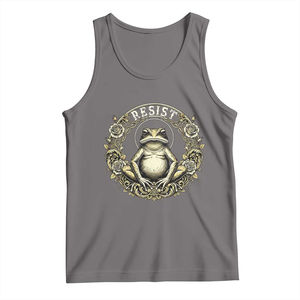 Zen Frog Resist Tank Top Sacred Resistance Protest Ornate Style Graphic TS02 Deep Heather Print Your Wear