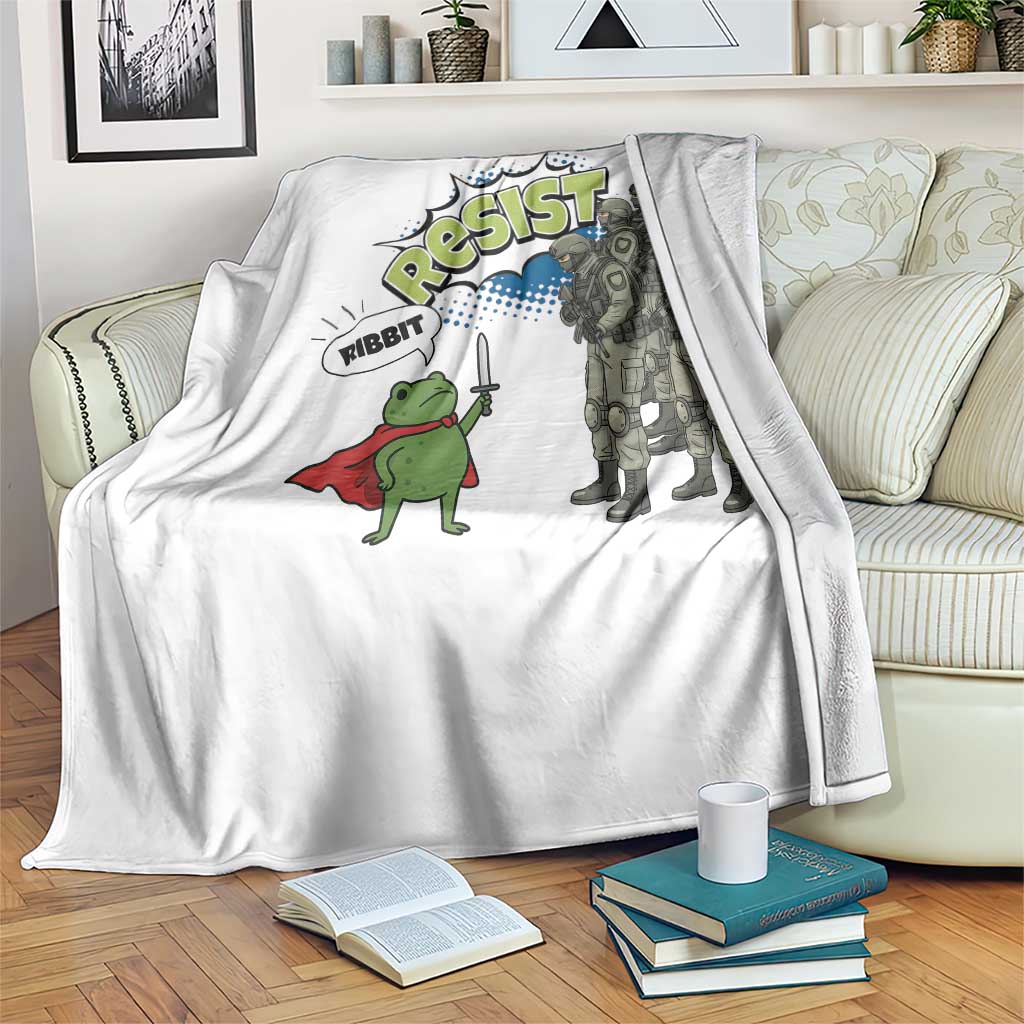 Funny Frog Protest Comic Graphic Throw Blanket Ribbit Resist Stand Against TS02 Print Your Wear