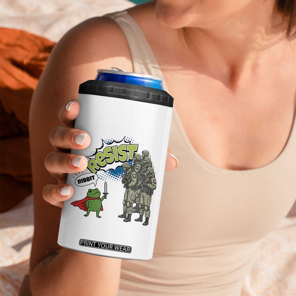 Funny Frog Protest Comic Graphic 4 in 1 Can Cooler Tumbler Ribbit Resist Stand Against TS02 Print Your Wear