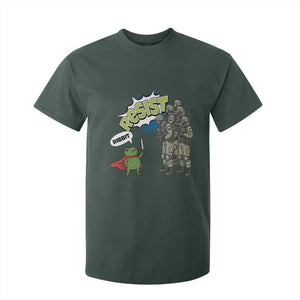 Funny Frog Protest Comic Graphic T Shirt For Kid Ribbit Resist Stand Against TS02 Dark Forest Green Print Your Wear