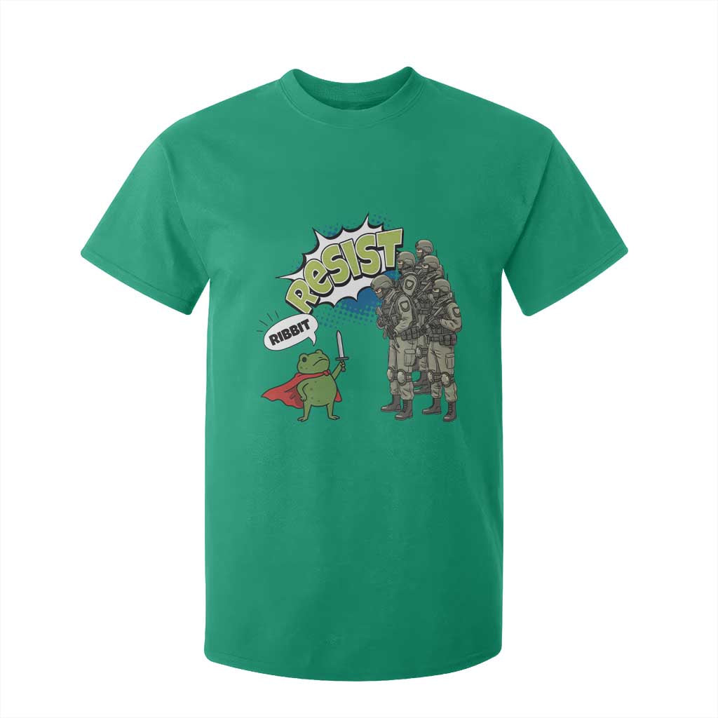 Funny Frog Protest Comic Graphic T Shirt For Kid Ribbit Resist Stand Against TS02 Irish Green Print Your Wear