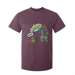 Funny Frog Protest Comic Graphic T Shirt For Kid Ribbit Resist Stand Against TS02 Maroon Print Your Wear