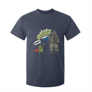 Funny Frog Protest Comic Graphic T Shirt For Kid Ribbit Resist Stand Against TS02 Navy Print Your Wear