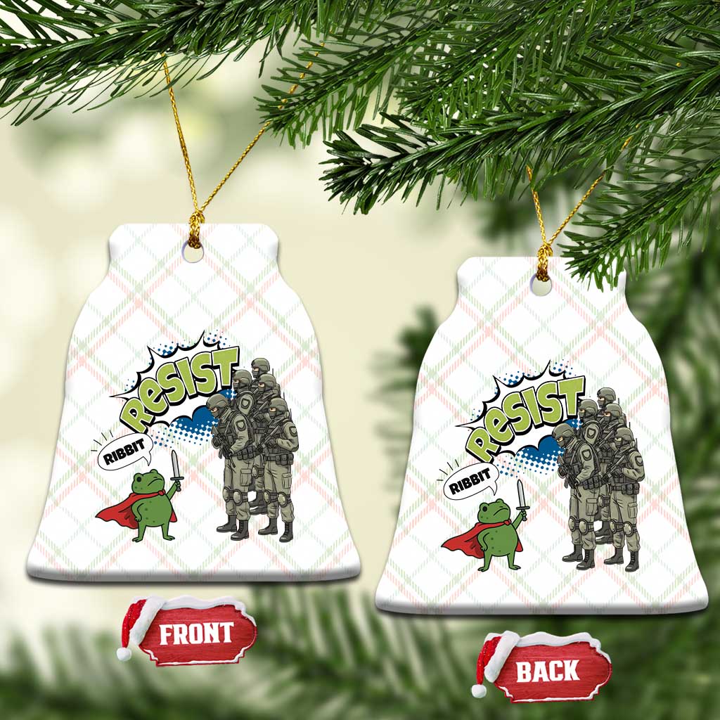 Funny Frog Protest Comic Graphic Ceramic Ornament Ribbit Resist Stand Against TS02 Print Your Wear