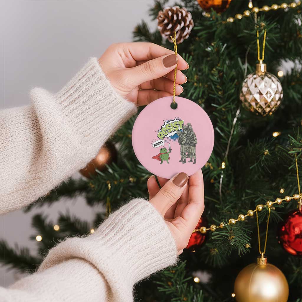 Funny Frog Protest Comic Graphic Ceramic Ornament Ribbit Resist Stand Against TS02 1pc Light Pink Print Your Wear