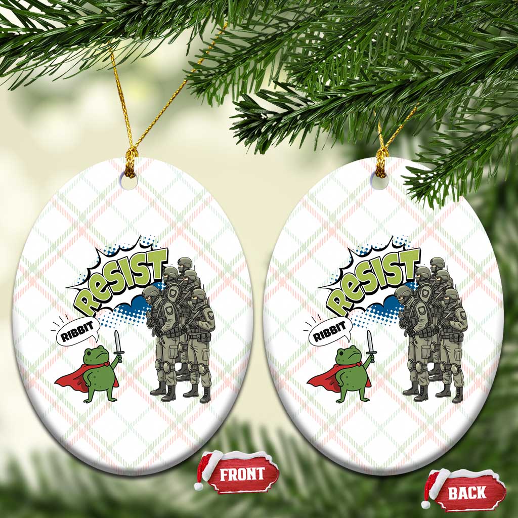 Funny Frog Protest Comic Graphic Ceramic Ornament Ribbit Resist Stand Against TS02 Print Your Wear
