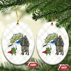 Funny Frog Protest Comic Graphic Ceramic Ornament Ribbit Resist Stand Against TS02 Print Your Wear