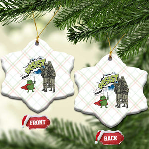 Funny Frog Protest Comic Graphic Ceramic Ornament Ribbit Resist Stand Against TS02 Print Your Wear