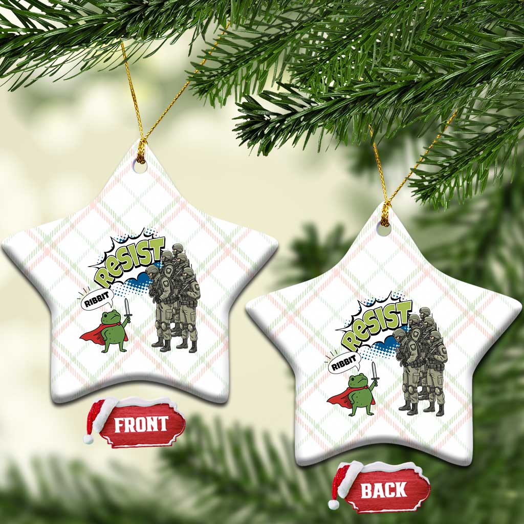 Funny Frog Protest Comic Graphic Ceramic Ornament Ribbit Resist Stand Against TS02 Print Your Wear