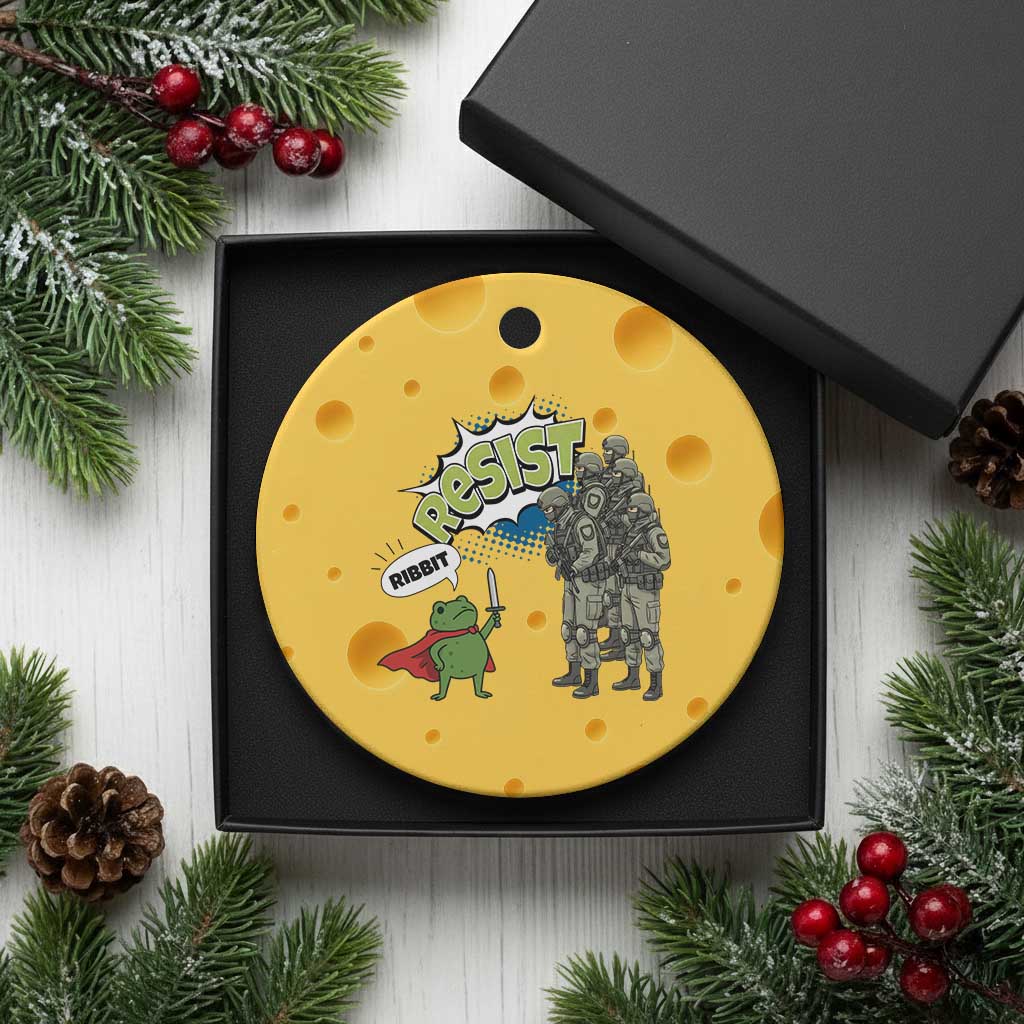 Funny Frog Protest Comic Graphic Ceramic Ornament Ribbit Resist Stand Against TS02 1pc Yellow Cheese Print Your Wear