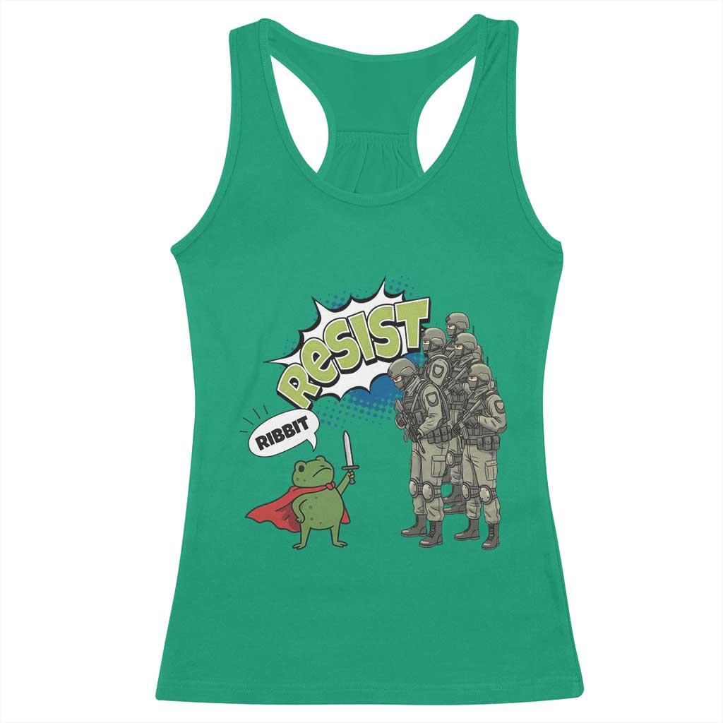 Funny Frog Protest Comic Graphic Racerback Tank Top Ribbit Resist Stand Against TS02 Irish Green Print Your Wear