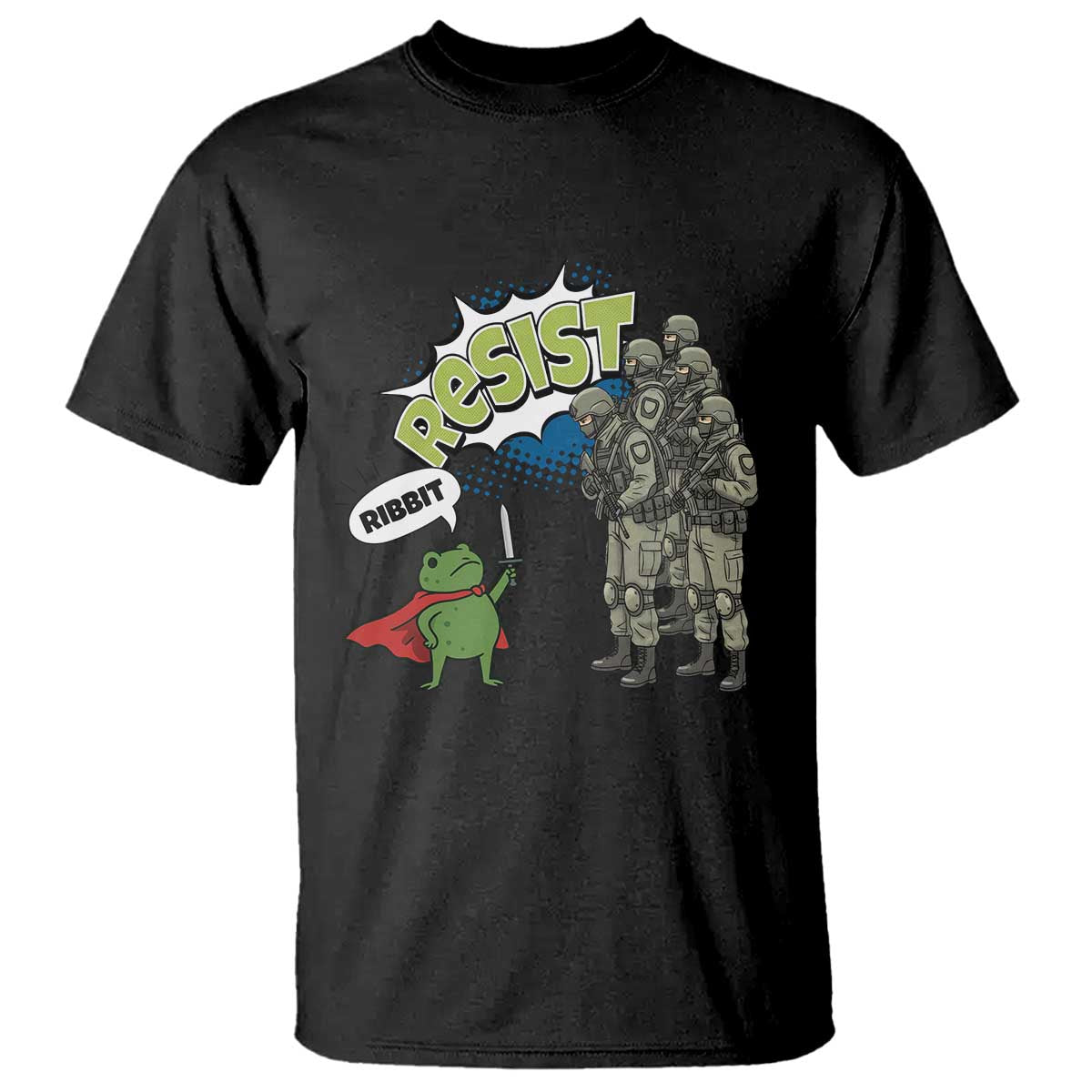 Funny Frog Protest Comic Graphic T Shirt Ribbit Resist Stand Against TS02 Black Print Your Wear