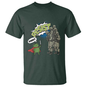 Funny Frog Protest Comic Graphic T Shirt Ribbit Resist Stand Against TS02 Dark Forest Green Print Your Wear