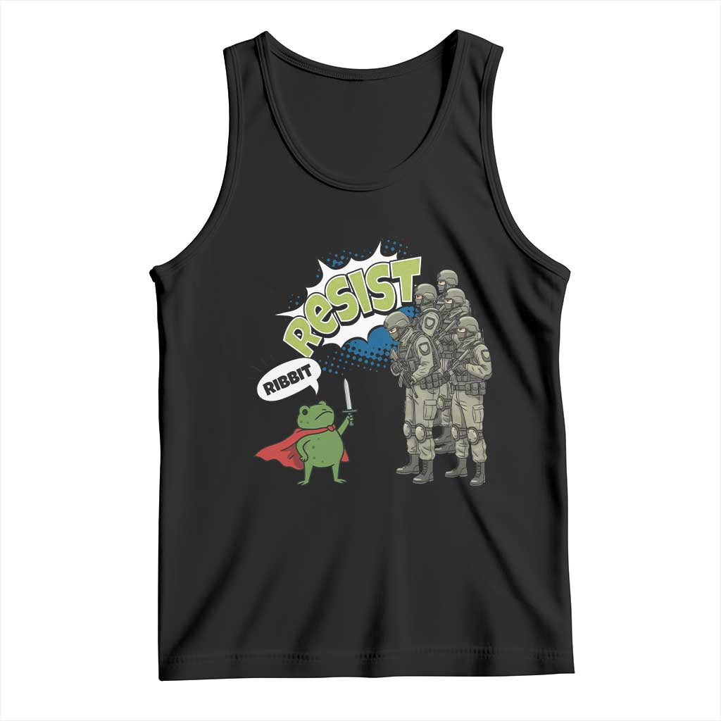Funny Frog Protest Comic Graphic Tank Top Ribbit Resist Stand Against TS02 Black Print Your Wear