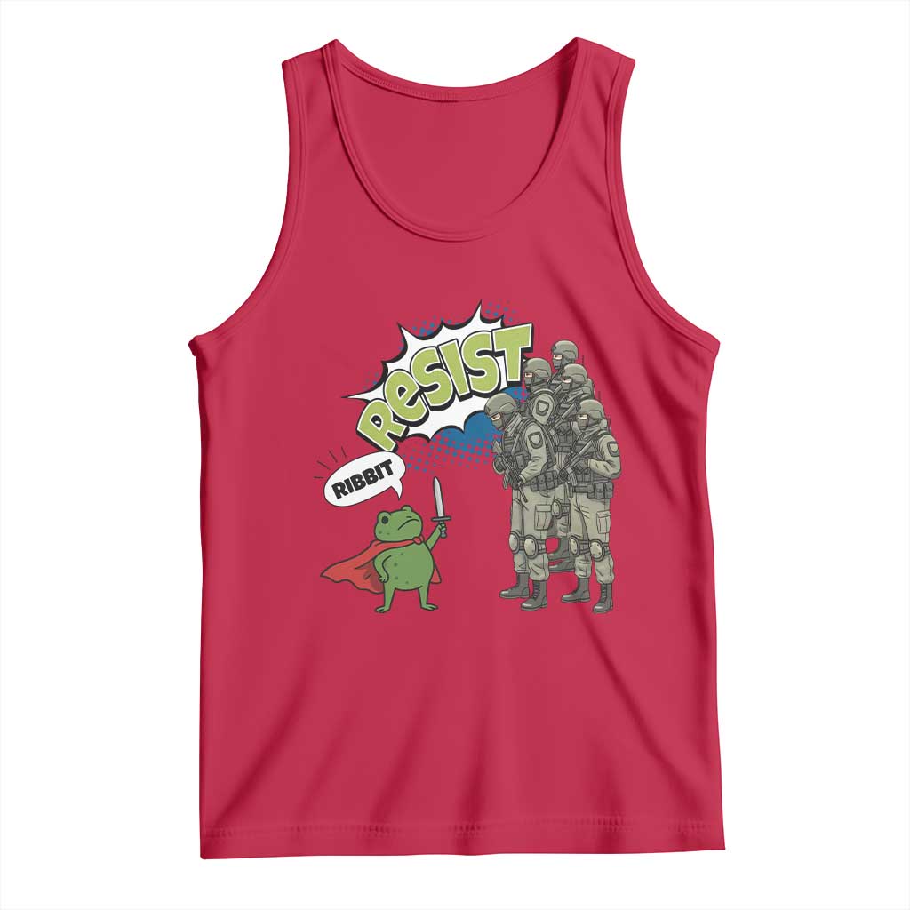 Funny Frog Protest Comic Graphic Tank Top Ribbit Resist Stand Against TS02 Red Print Your Wear