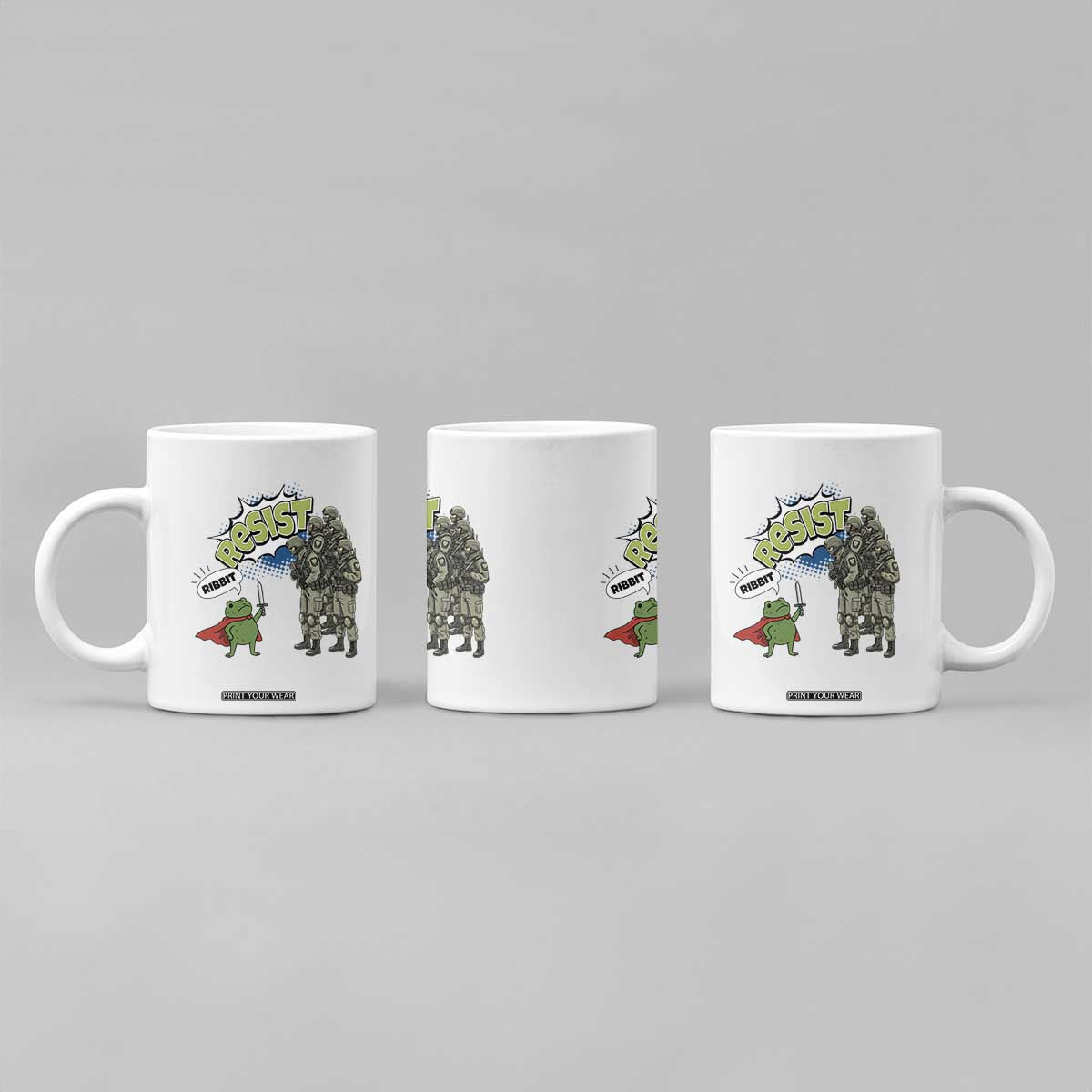 Funny Frog Protest Comic Graphic Coffee Mug Ribbit Resist Stand Against TS02 Print Your Wear