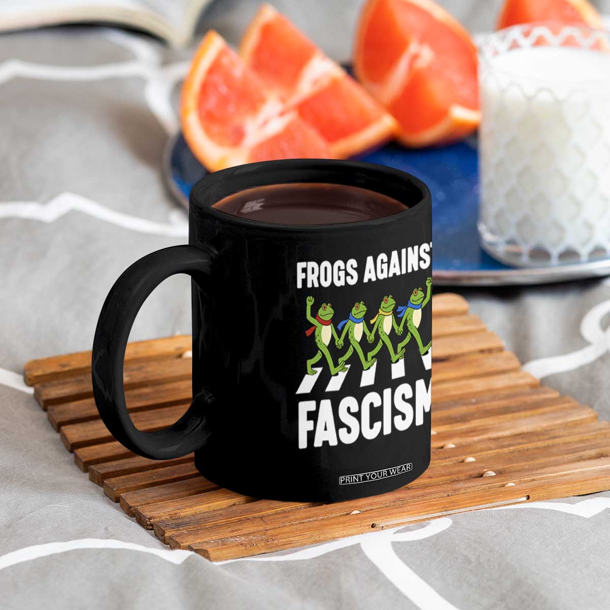 Walking Frog Against Fascism Coffee Mug Frogs Band Resistance Protest TS02 Print Your Wear