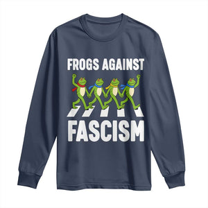 Walking Frog Against Fascism Long Sleeve Shirt Frogs Band Resistance Protest TS02 Navy Print Your Wear