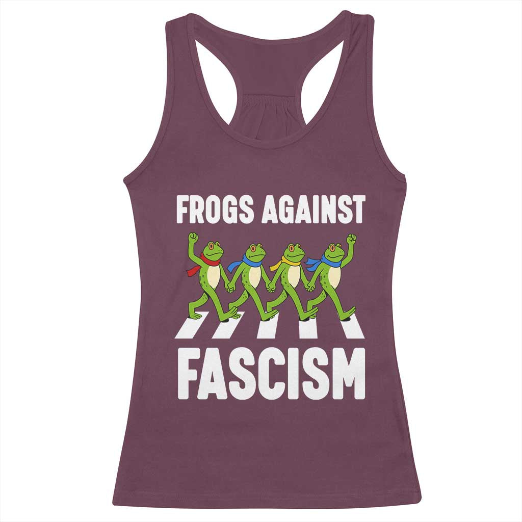 Walking Frog Against Fascism Racerback Tank Top Frogs Band Resistance Protest TS02 Maroon Print Your Wear