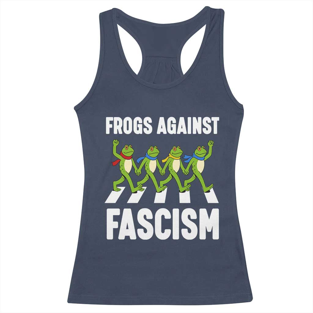 Walking Frog Against Fascism Racerback Tank Top Frogs Band Resistance Protest TS02 Navy Print Your Wear