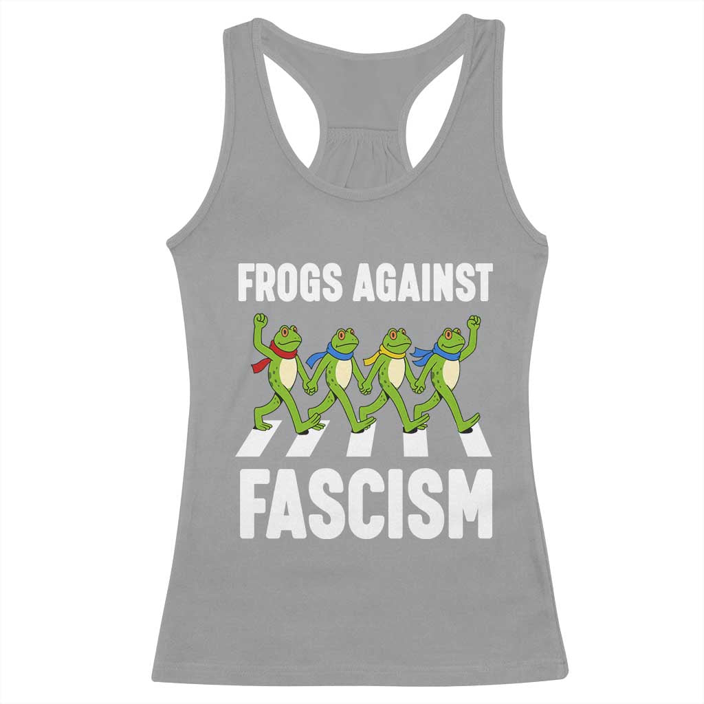 Walking Frog Against Fascism Racerback Tank Top Frogs Band Resistance Protest TS02 Sport Gray Print Your Wear