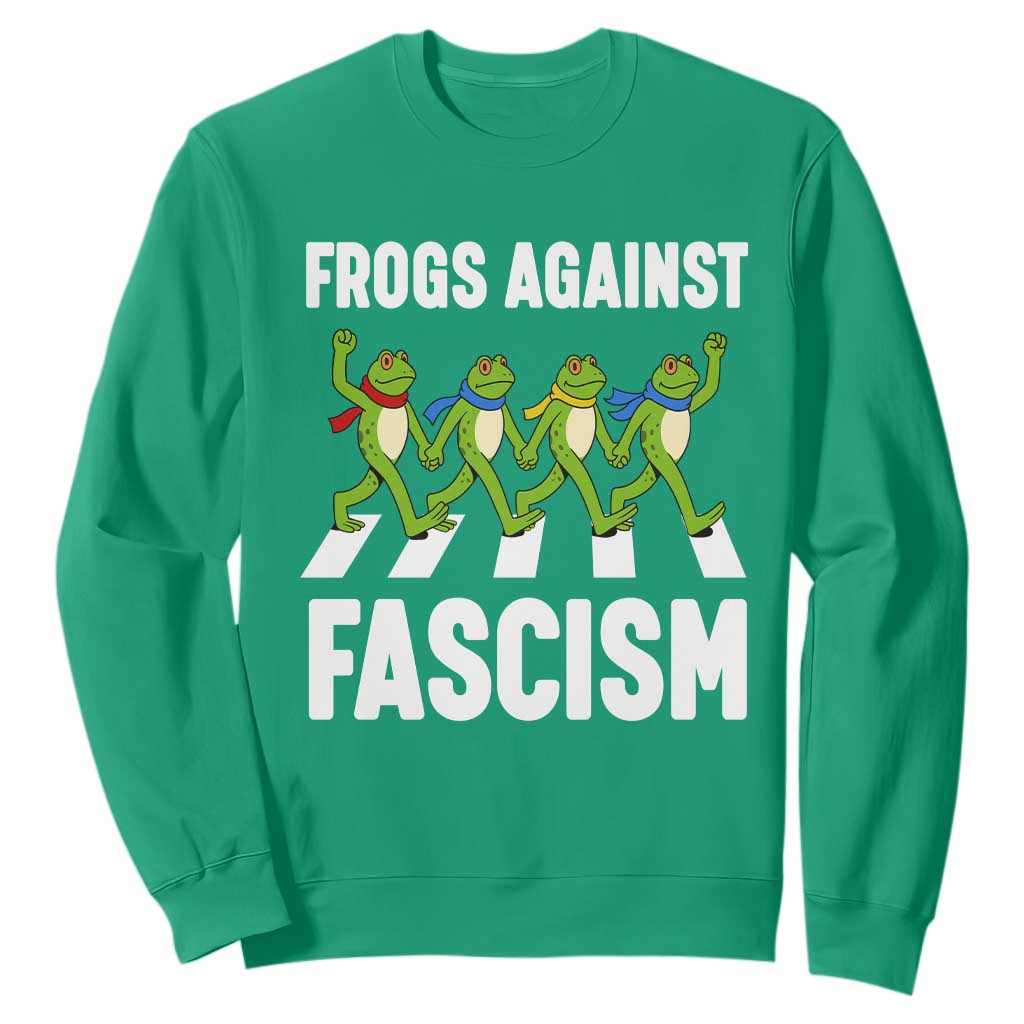 Walking Frog Against Fascism Sweatshirt Frogs Band Resistance Protest TS02 Irish Green Print Your Wear