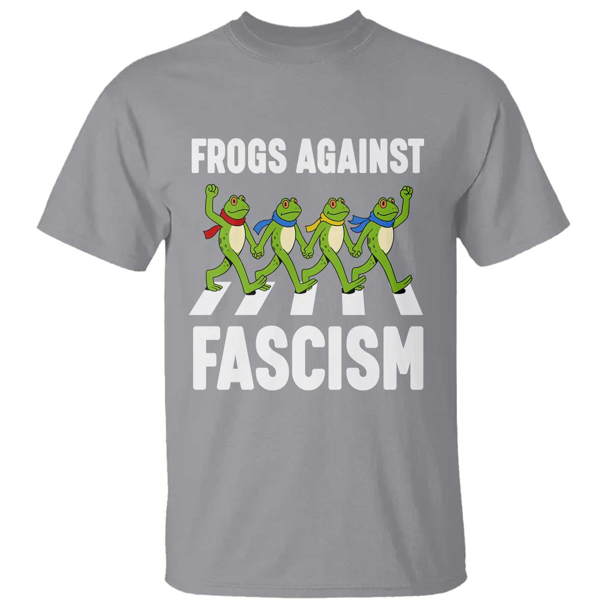 Walking Frog Against Fascism T Shirt Frogs Band Resistance Protest TS02 Sport Gray Print Your Wear
