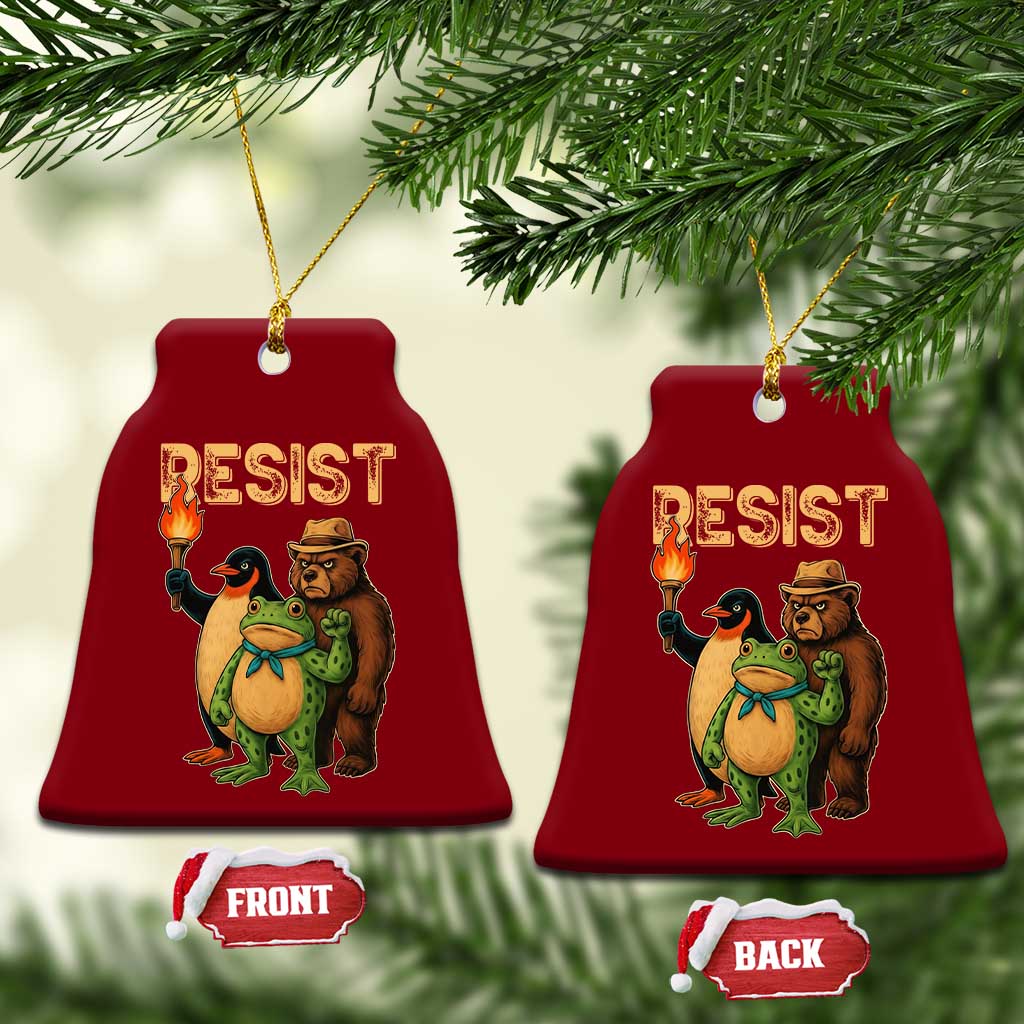 Resist Social Club 2025 Ceramic Ornament Bear Penguin Frog Protest Unity for Social Justice TS02 Print Your Wear