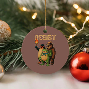 Resist Social Club 2025 Ceramic Ornament Bear Penguin Frog Protest Unity for Social Justice TS02 1pc Mocha Print Your Wear