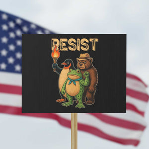 Resist Social Club 2025 Protest Sign Bear Penguin Frog Protest Unity for Social Justice TS02 Horizontal 18" × 24" Black Print Your Wear