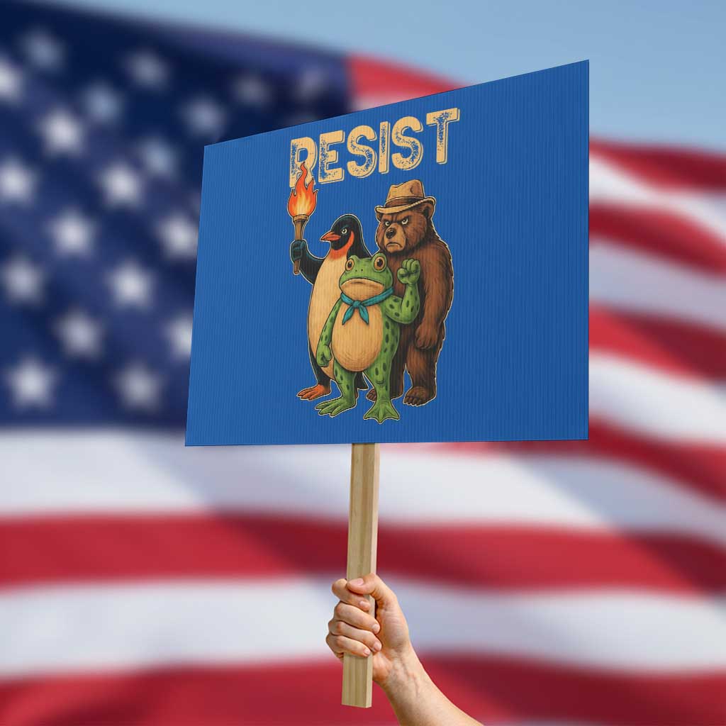 Resist Social Club 2025 Protest Sign Bear Penguin Frog Protest Unity for Social Justice TS02 Horizontal 18