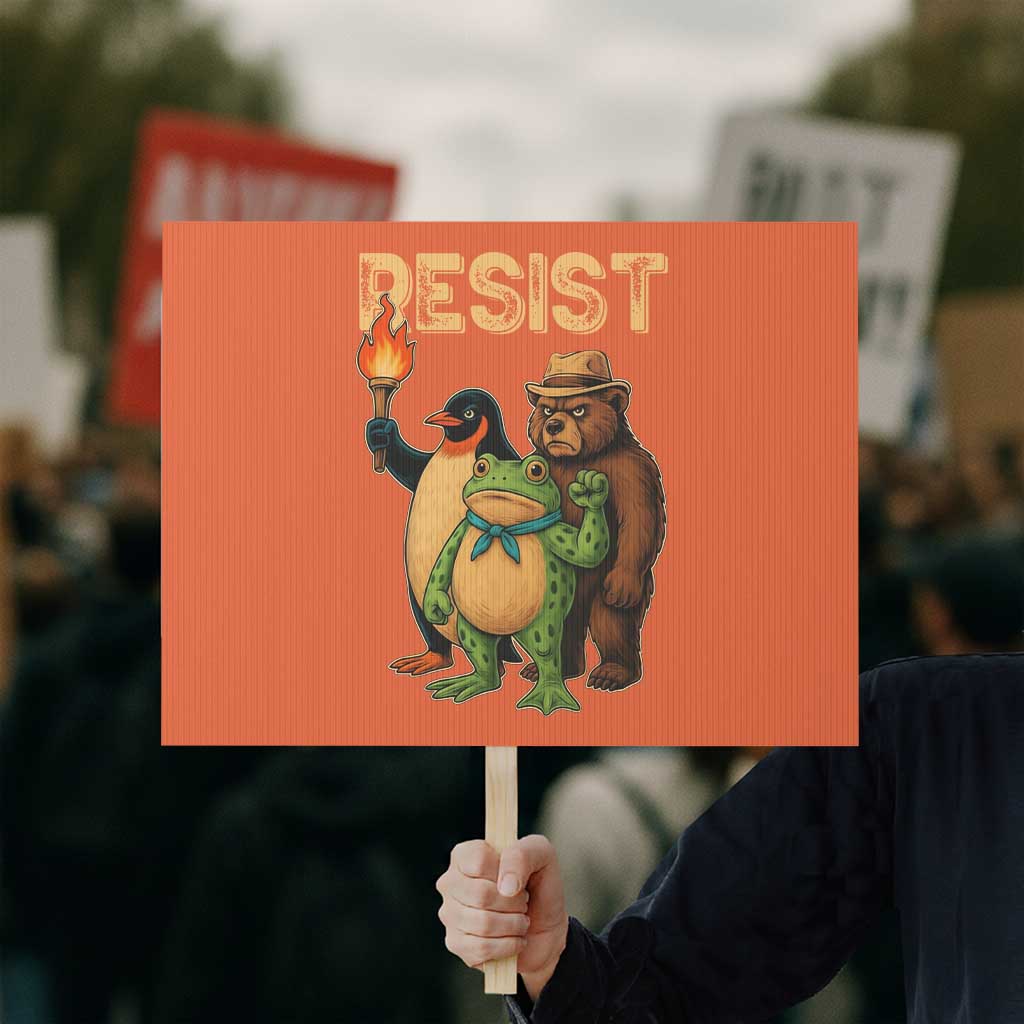 Resist Social Club 2025 Protest Sign Bear Penguin Frog Protest Unity for Social Justice TS02 Horizontal 18