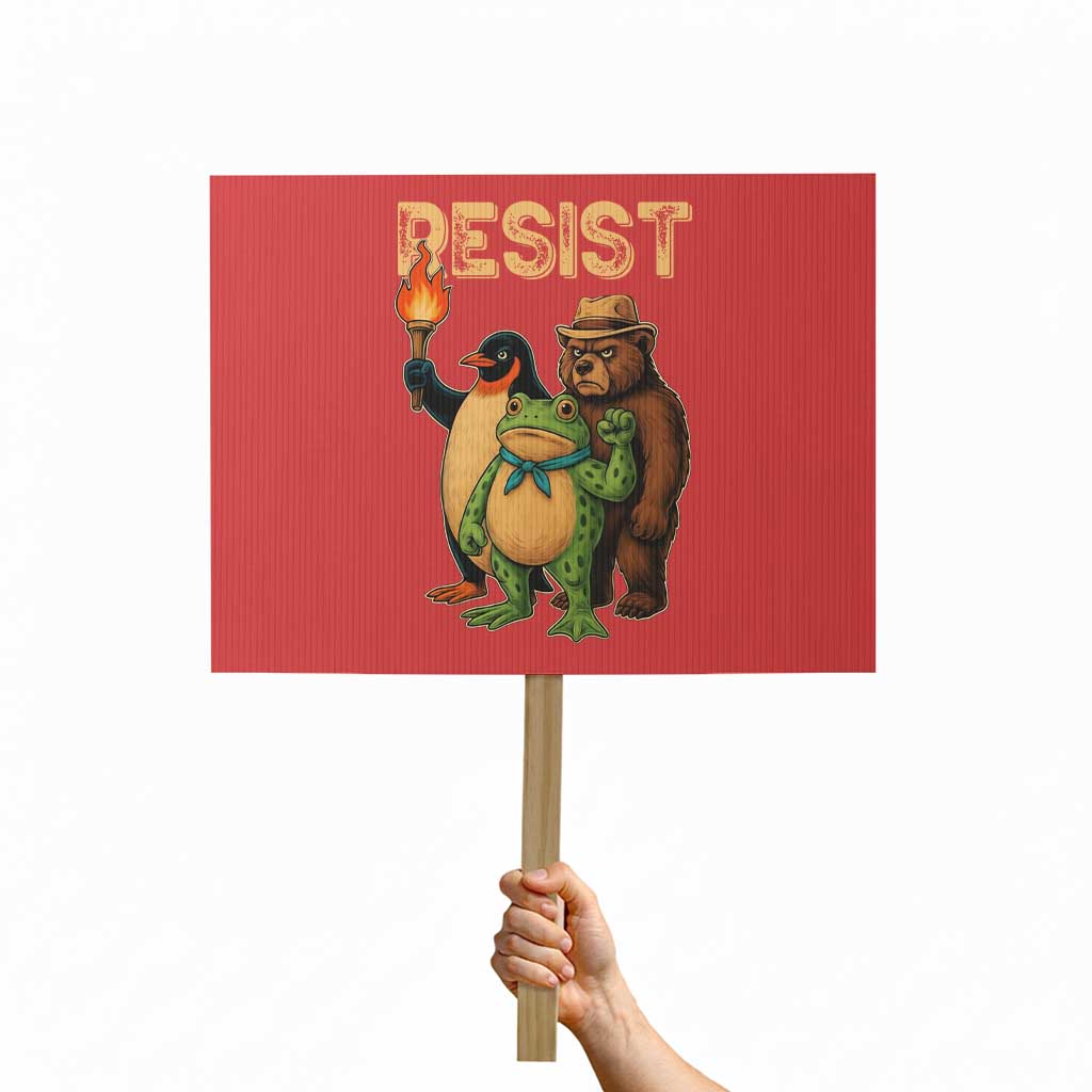 Resist Social Club 2025 Protest Sign Bear Penguin Frog Protest Unity for Social Justice TS02 Horizontal 18