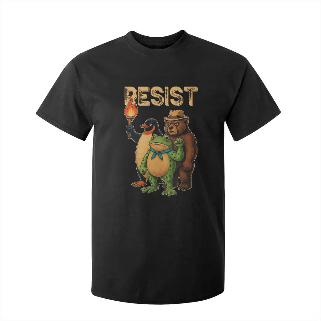 Resist Social Club 2025 T Shirt For Kid Bear Penguin Frog Protest Unity for Social Justice TS02 Black Print Your Wear